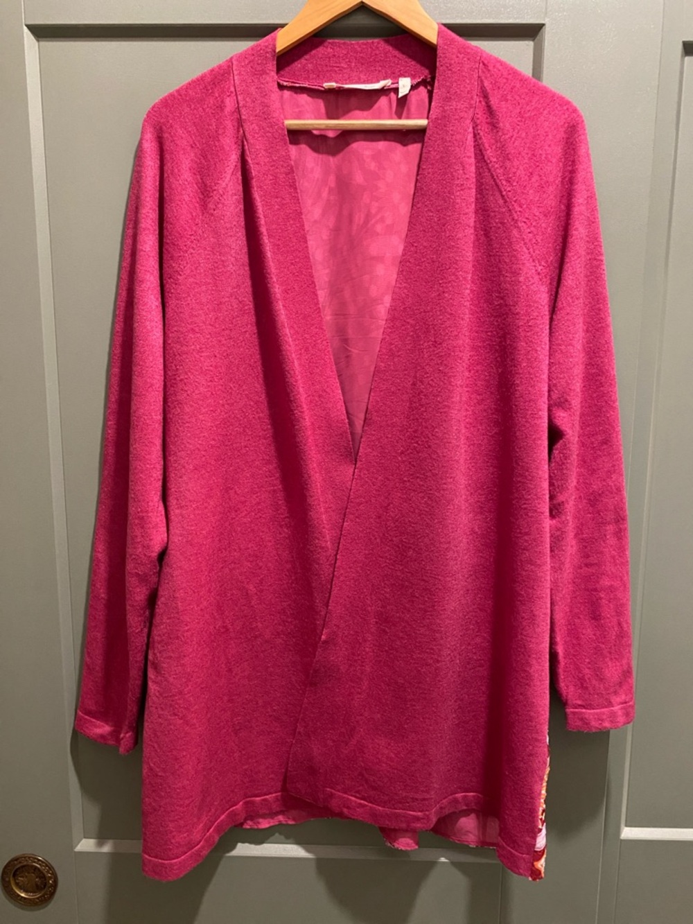 Soft Surroundings Magenta Knit Open-Front Cardigan - Picture 3 of 4